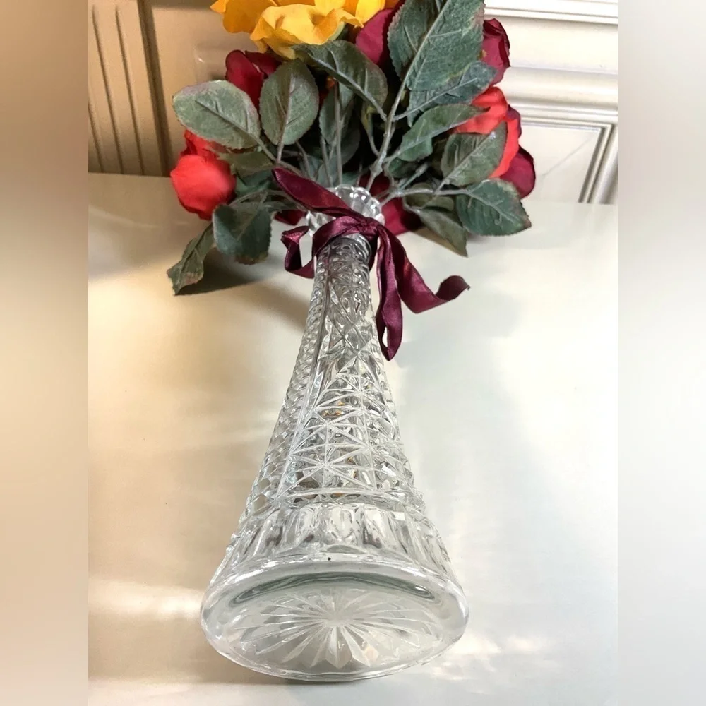 Vintage Anchor Hocking Clear Glass Bud Vase Mid Century Cottage Decor